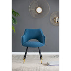 Fauteuil d'appoint moderne bleu, pieds en fer, lot de 2