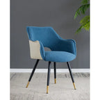 Fauteuil d'appoint moderne bleu, pieds en fer, lot de 2