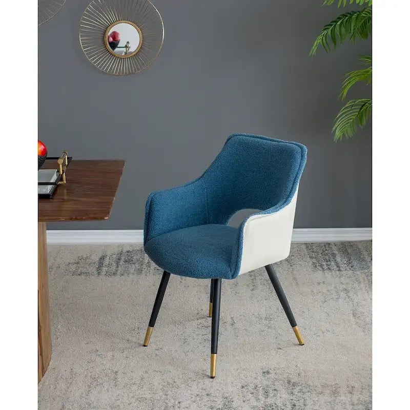 Fauteuil d'appoint moderne bleu, pieds en fer, lot de 2