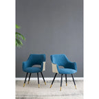 Fauteuil d'appoint moderne bleu, pieds en fer, lot de 2