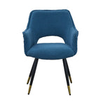 Fauteuil d'appoint moderne bleu, pieds en fer, lot de 2