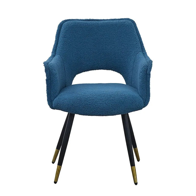 Fauteuil d'appoint moderne bleu, pieds en fer, lot de 2