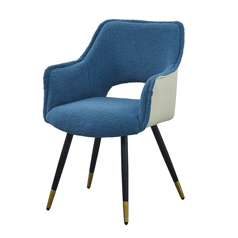 Fauteuil d'appoint moderne bleu, pieds en fer, lot de 2
