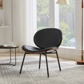 Fauteuil d'appoint en cuir PU noir, finition noyer, une place