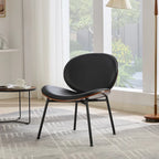 Fauteuil d'appoint en cuir PU noir, finition noyer, une place