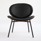 Fauteuil d'appoint en cuir PU noir, finition noyer, une place