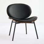 Fauteuil d'appoint en cuir PU noir, finition noyer, une place