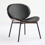 Fauteuil d'appoint en cuir PU noir, finition noyer, une place