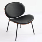 Fauteuil d'appoint en cuir PU noir, finition noyer, une place