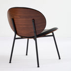 Fauteuil d'appoint en cuir PU noir, finition noyer, une place