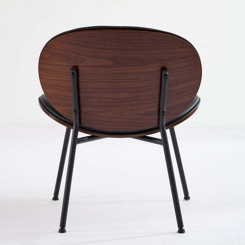 Fauteuil d'appoint en cuir PU noir, finition noyer, une place