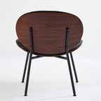 Fauteuil d'appoint en cuir PU noir, finition noyer, une place