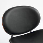 Fauteuil d'appoint en cuir PU noir, finition noyer, une place