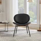 Fauteuil d'appoint en cuir PU noir, finition noyer, une place