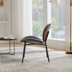 Fauteuil d'appoint en cuir PU noir, finition noyer, une place