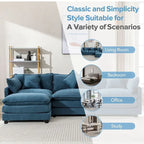 Canapé d'angle en chenille bleu / gris / noir / beige avec pouf et 5 coussins – 2 places et plus