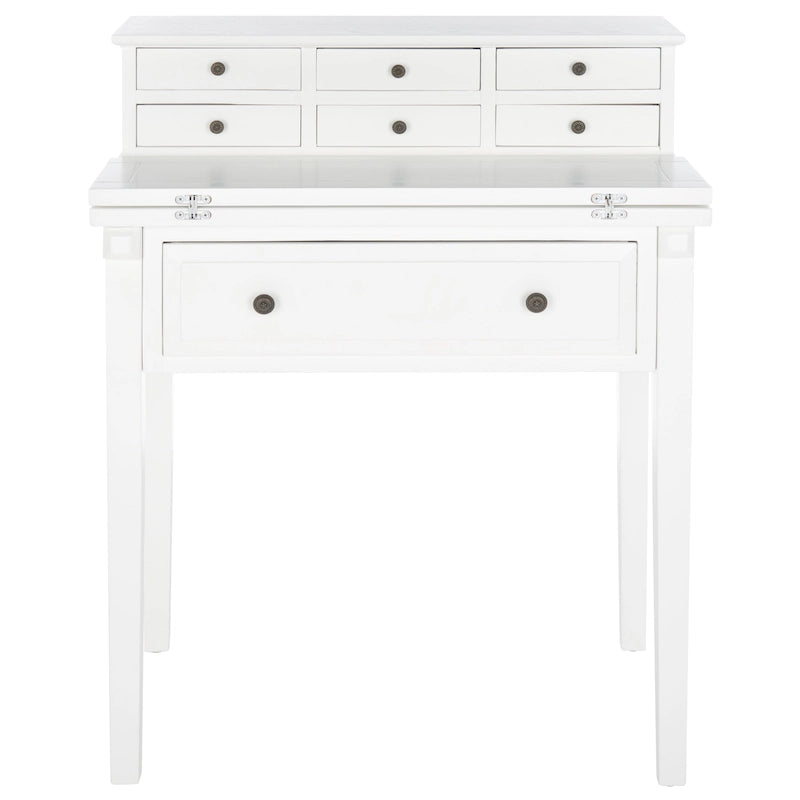 Bureau pliant 7 tiroirs noir / cerise / blanc – 1 personne