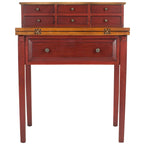 Bureau pliant 7 tiroirs noir / cerise / blanc – 1 personne