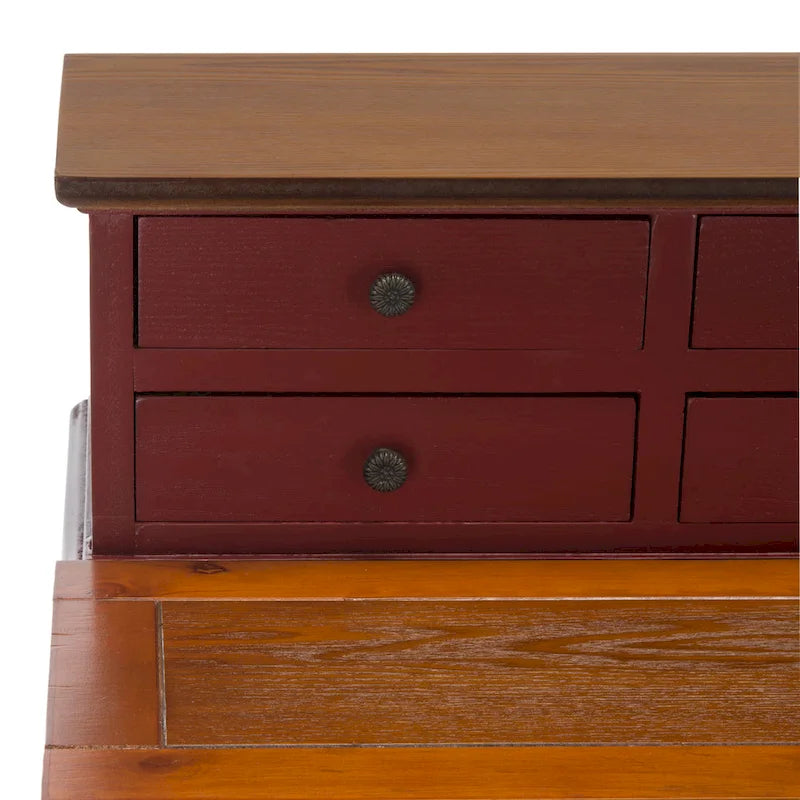 Bureau pliant 7 tiroirs noir / cerise / blanc – 1 personne