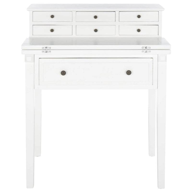 Bureau pliant 7 tiroirs noir / cerise / blanc – 1 personne