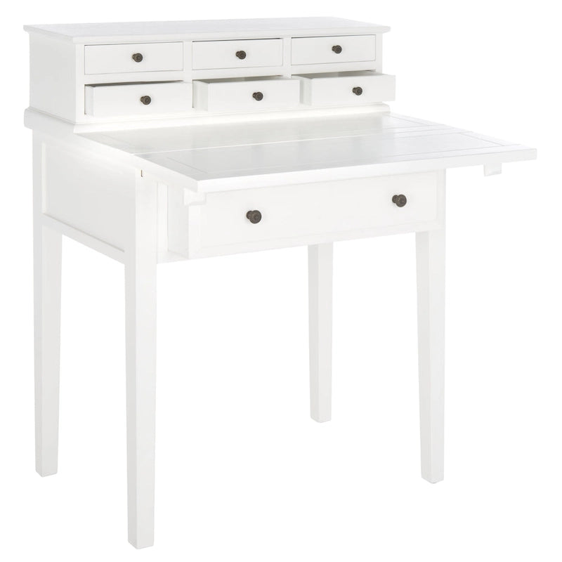 Bureau pliant 7 tiroirs noir / cerise / blanc – 1 personne