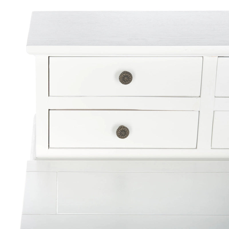 Bureau pliant 7 tiroirs noir / cerise / blanc – 1 personne