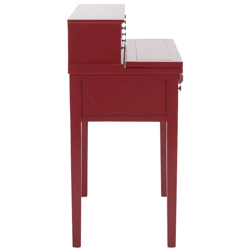 Bureau pliant 7 tiroirs noir / cerise / blanc – 1 personne