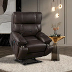 Fauteuil inclinable releveur électrique gris/marron avec massage et chauffage, une place