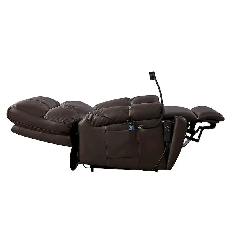 Fauteuil inclinable releveur électrique gris/marron avec massage et chauffage, une place