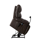 Fauteuil inclinable releveur électrique gris/marron avec massage et chauffage, une place