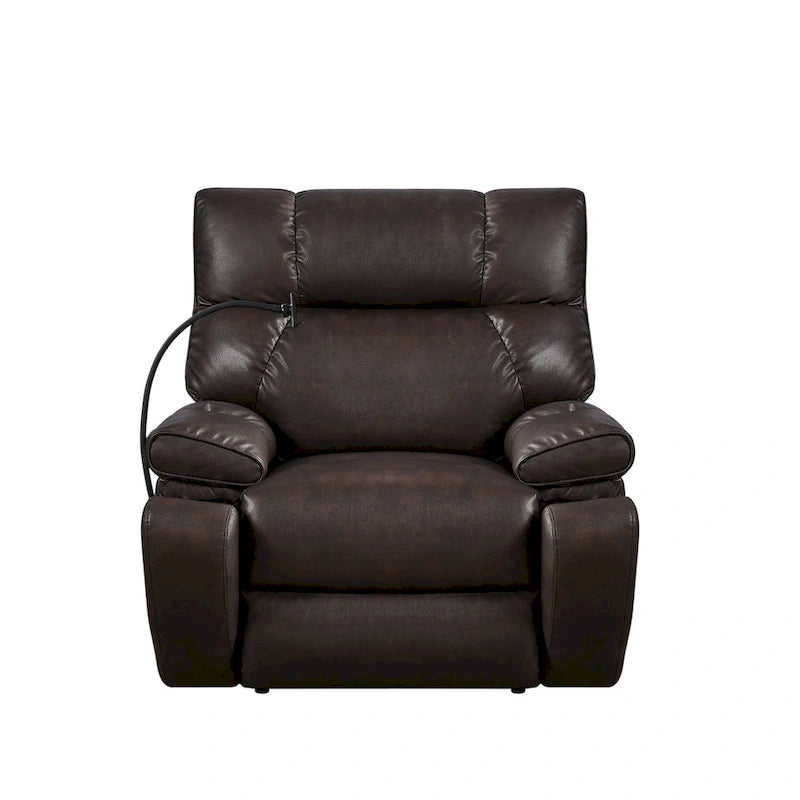 Fauteuil inclinable releveur électrique gris/marron avec massage et chauffage, une place