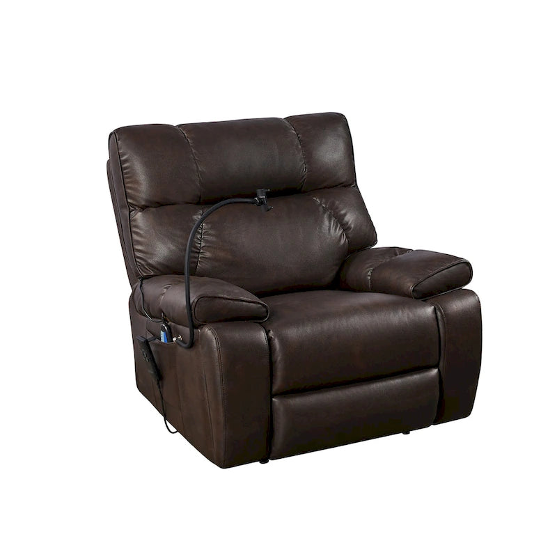 Fauteuil inclinable releveur électrique gris/marron avec massage et chauffage, une place
