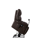 Fauteuil inclinable releveur électrique gris/marron avec massage et chauffage, une place