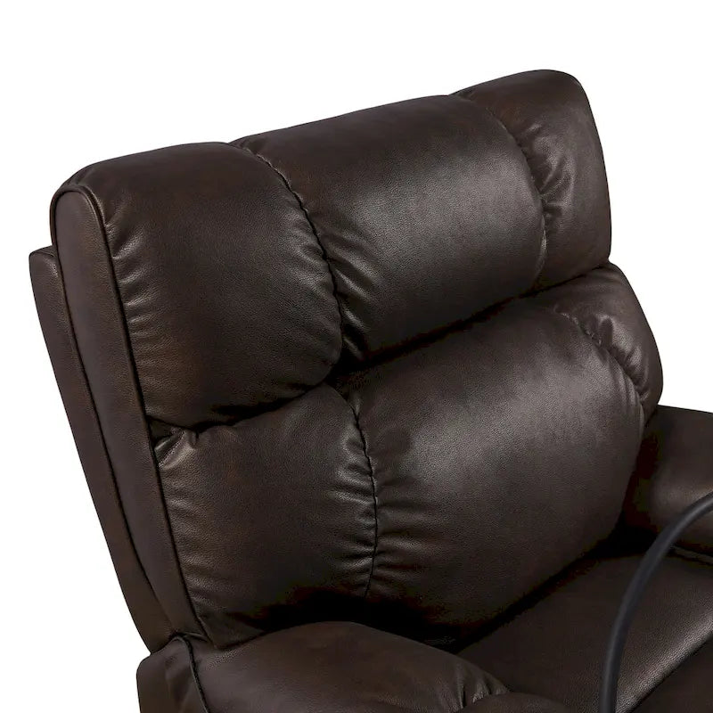 Fauteuil inclinable releveur électrique gris/marron avec massage et chauffage, une place