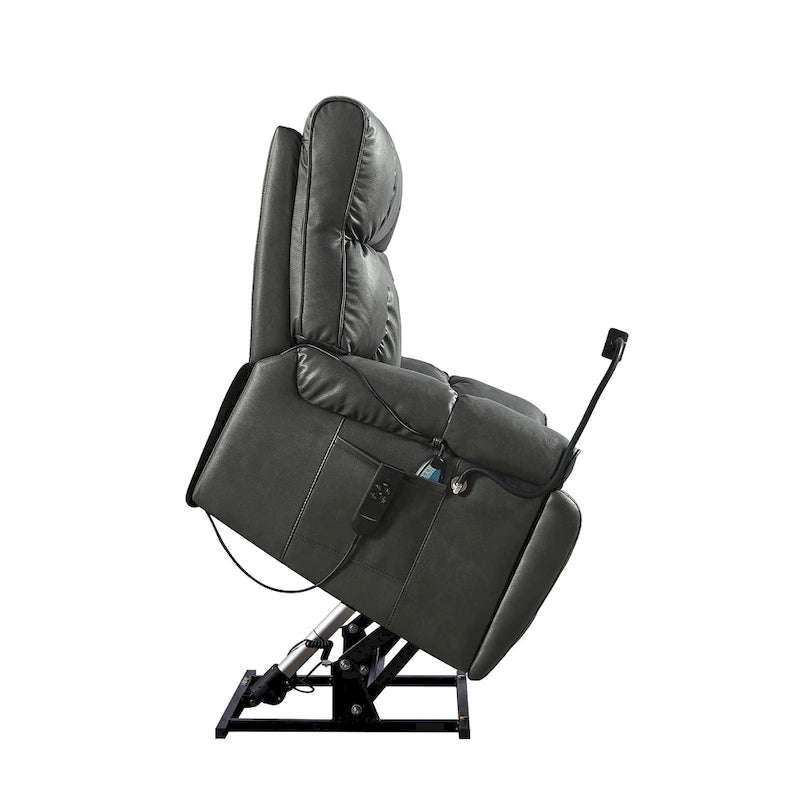 Fauteuil inclinable releveur électrique gris/marron avec massage et chauffage, une place