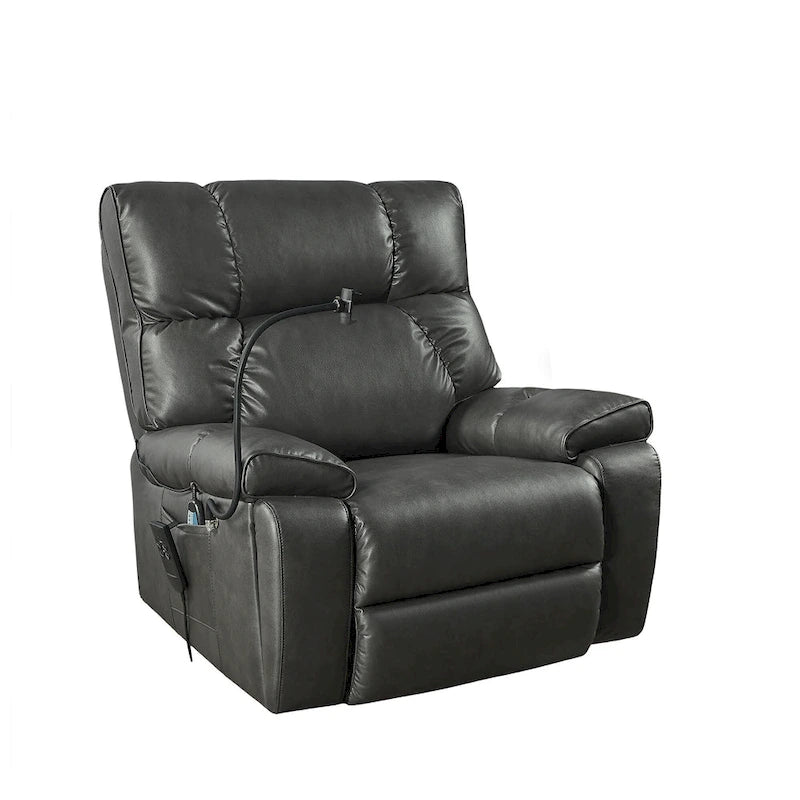 Fauteuil inclinable releveur électrique gris/marron avec massage et chauffage, une place