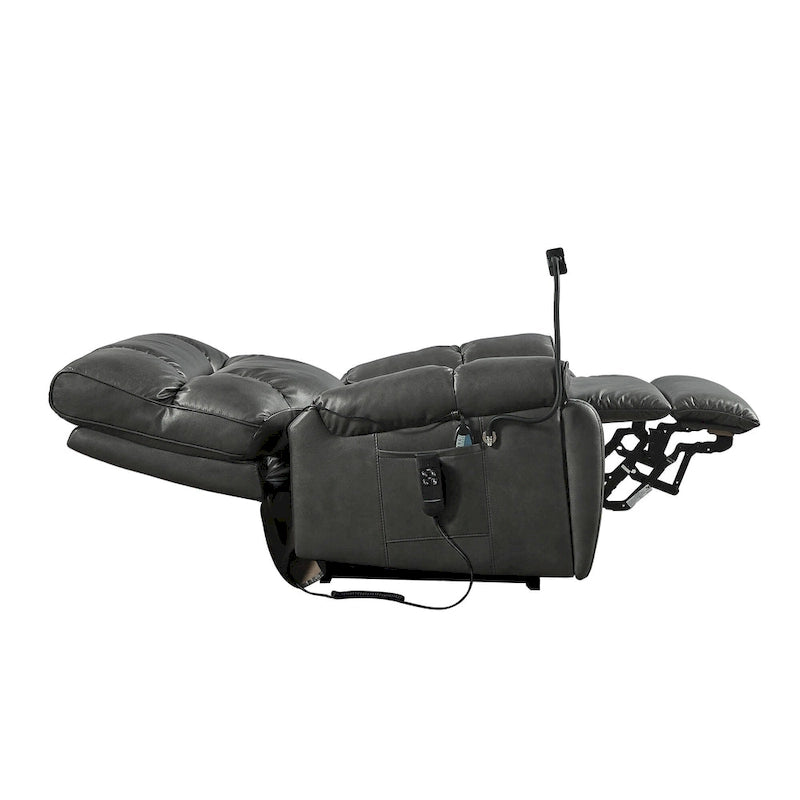 Fauteuil inclinable releveur électrique gris/marron avec massage et chauffage, une place