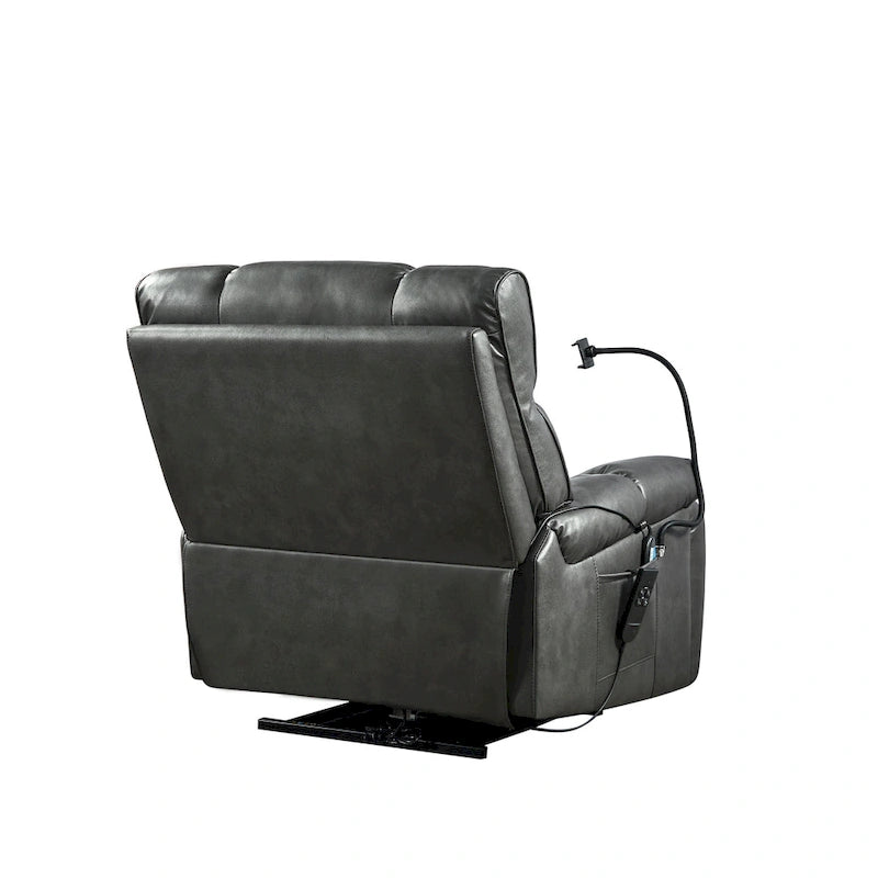 Fauteuil inclinable releveur électrique gris/marron avec massage et chauffage, une place