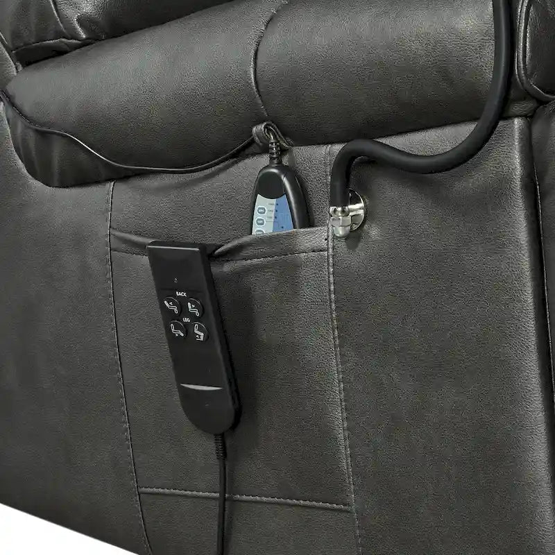 Fauteuil inclinable releveur électrique gris/marron avec massage et chauffage, une place