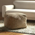 Pouf Ottoman Cube Naturel Quatrefoil, 1 personne