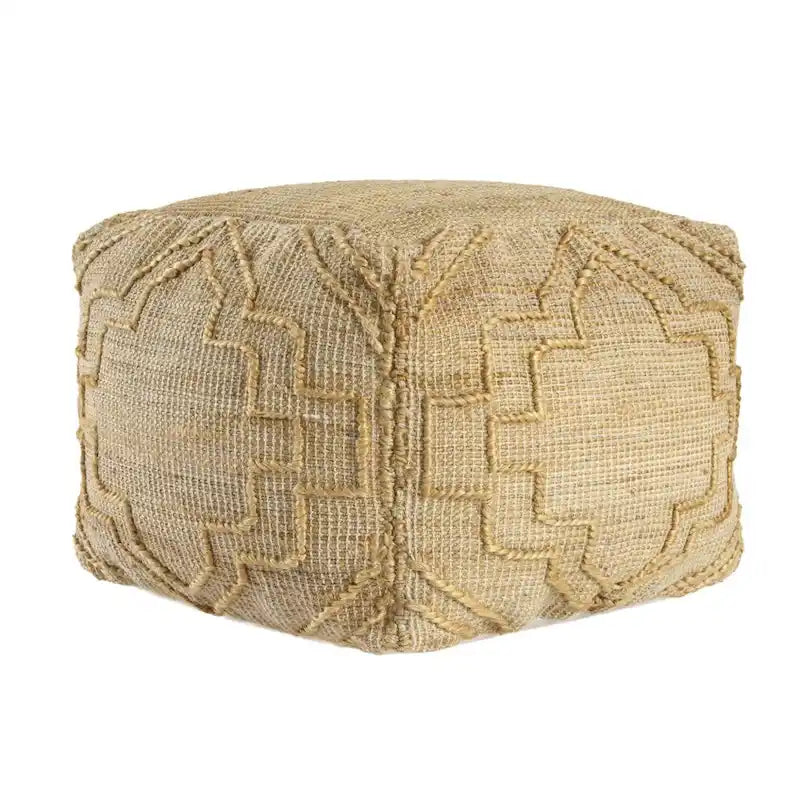 Pouf Ottoman Cube Naturel Quatrefoil, 1 personne