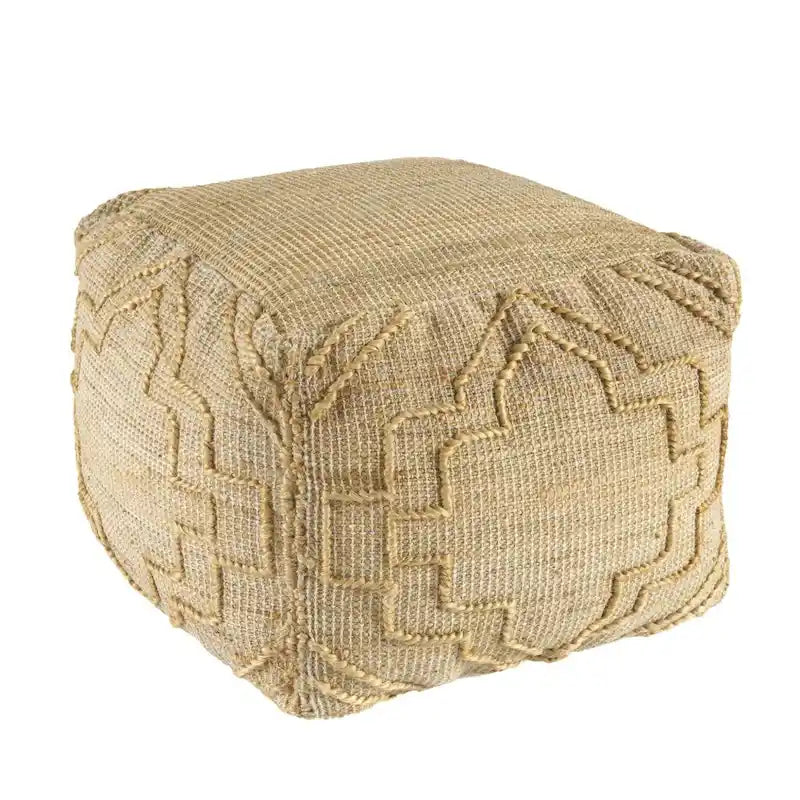 Pouf Ottoman Cube Naturel Quatrefoil, 1 personne