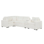Canapé d'angle convertible 3 places en chenille blanc/bleu/orange de 120,5"