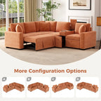 Canapé d'angle convertible 3 places en chenille blanc/bleu/orange de 120,5"