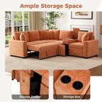 Canapé d'angle convertible 3 places en chenille blanc/bleu/orange de 120,5"