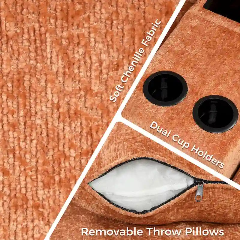Canapé d'angle convertible 3 places en chenille blanc/bleu/orange de 120,5"