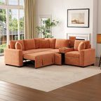 Canapé d'angle convertible 3 places en chenille blanc/bleu/orange de 120,5"