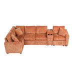 Canapé d'angle convertible 3 places en chenille blanc/bleu/orange de 120,5"