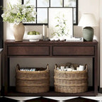 Console avec étagère et 2 tiroirs motif chevron 55 po – Brun / Miel / Naturel / Espresso