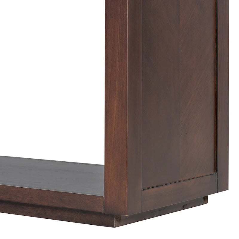 Console avec étagère et 2 tiroirs motif chevron 55 po – Brun / Miel / Naturel / Espresso